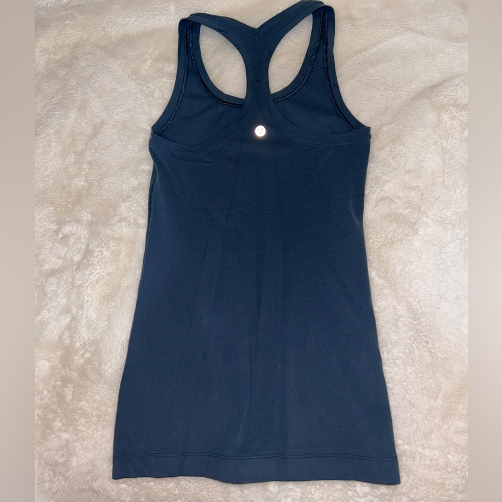 blueish/gray lululemon racer back tank top